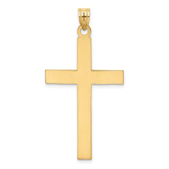 Men's Large Satin Brushed Florentine Cross Pendant in 14K Gold 3