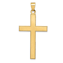 Men's Large Satin Brushed Florentine Cross Pendant in 14K Gold