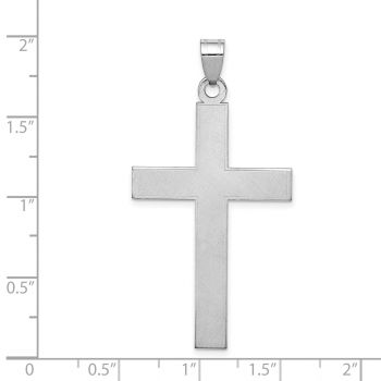 Large 14K White Gold Satin Brushed Florentine Cross Pendant for Men 3