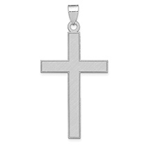 Large 14K White Gold Satin Brushed Florentine Cross Pendant for Men