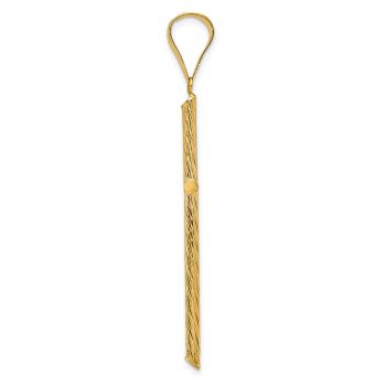Men's Large Textured Tube Cross Pendant in 14K Gold 2