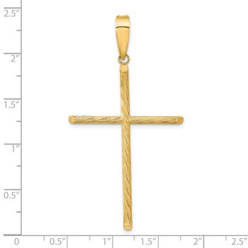 Men's Large Textured Tube Cross Pendant in 14K Gold 4