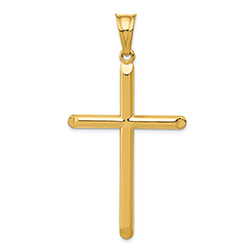 Men's Large Tube Cross Pendant in 14K Gold