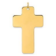 Large 14K Gold Wide Plain Cross Pendant for Men