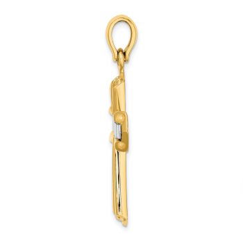 Men's Layered Shield Cross Pendant in 14K Two-Tone Gold 2