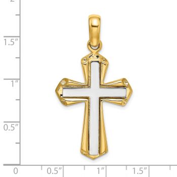 Men's Layered Shield Cross Pendant in 14K Two-Tone Gold 5