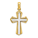 Men's Layered Shield Cross Pendant in 14K Two-Tone Gold