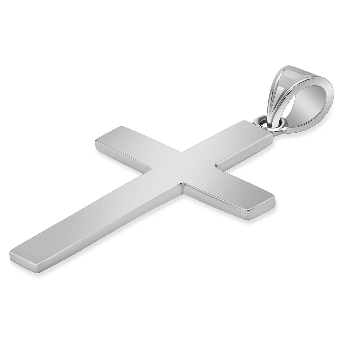 Men's Medium 14K White Gold Plain Cross Pendant