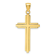 Men's Modern Layered Cross Pendant in 14K Solid Gold