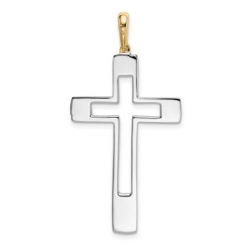 Modern 14K Two-Tone Gold Open Cross Pendant for Men 3