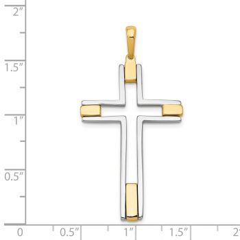 Modern 14K Two-Tone Gold Open Cross Pendant for Men 4