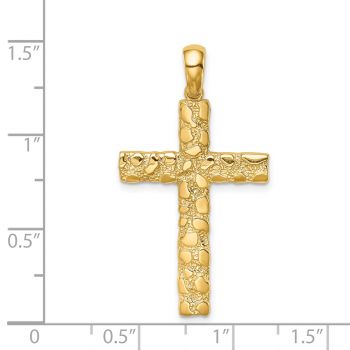 Men's 14K Gold Nugget Cross Pendant 3