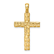 Men's 14K Gold Nugget Cross Pendant