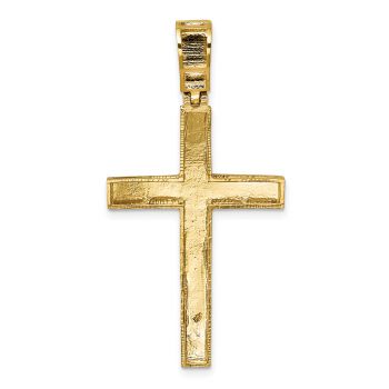 Men's 14K Gold Diamond-Cut Engraved Cross Pendant 3