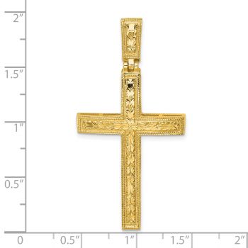Men's 14K Gold Diamond-Cut Engraved Cross Pendant 4