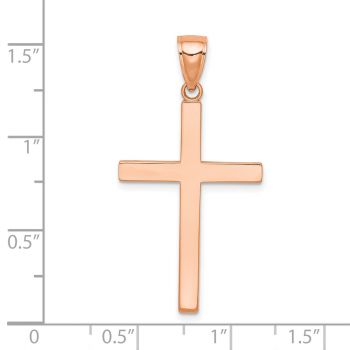 14K Rose Gold Men's Plain Cross Pendant 4