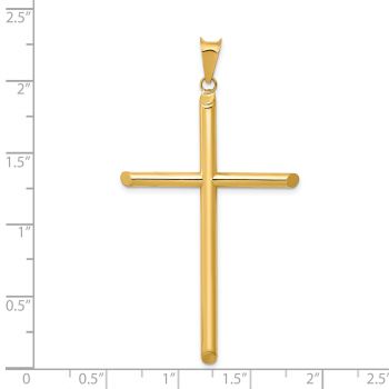 Men's Large 14K Gold Polished Tube Cross Pendant 3