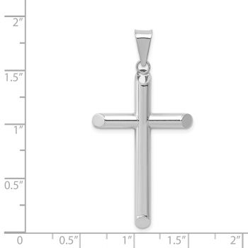 Plain Polished Tube Cross Pendant for Men in 14K White Gold 3