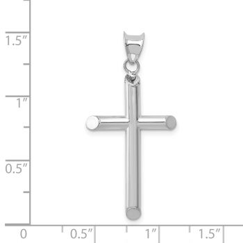 Men's Plain Tube Cross Pendant in 14K White Gold 3