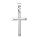 Men's Plain Tube Cross Pendant in 14K White Gold