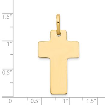 14K Gold Plain Wide Men's Cross Pendant 3
