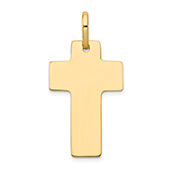 14K Gold Plain Wide Men's Cross Pendant
