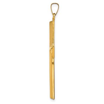 Men's Polished Striped Cross Pendant in 14K Gold 2