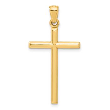 14K Gold Polished Tube Cross Pendant for Men 3