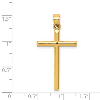 14K Gold Polished Tube Cross Pendant for Men 4