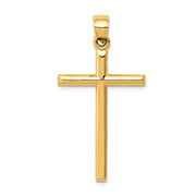 14K Gold Polished Tube Cross Pendant for Men