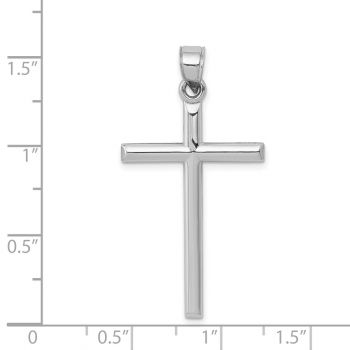 Men's Plain Polished Tube Cross Pendant in 14K White Gold 3