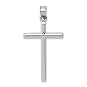 Men's Plain Polished Tube Cross Pendant in 14K White Gold