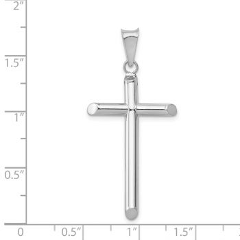 Men's Polished Tube Cross Pendant in 14K White Gold 3