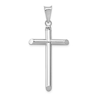 Men's Polished Tube Cross Pendant in 14K White Gold