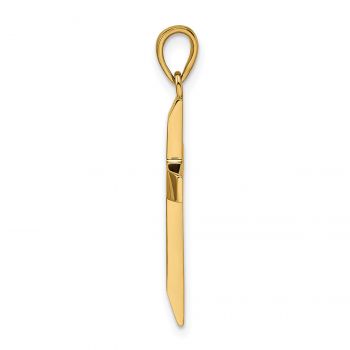 Men's Brushed Bevel Cross Pendant in 14K Gold 2