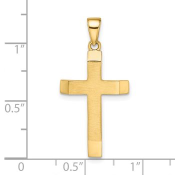 Men's Brushed Bevel Cross Pendant in 14K Gold 4