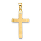 Men's Brushed Bevel Cross Pendant in 14K Gold