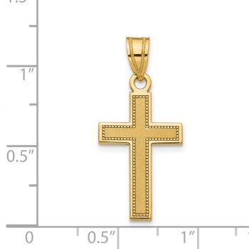 Men's Small Satin Textured Cross Pendant in 14K Gold 3