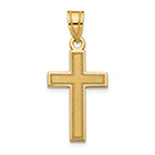 Men's Small Satin Textured Cross Pendant in 14K Gold