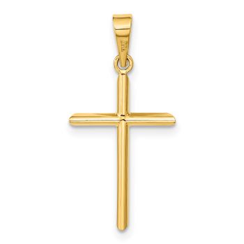 Men's Small Beveled Tube Cross Pendant in 14K Gold 3