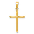 Men's Small Beveled Tube Cross Pendant in 14K Gold