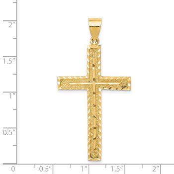 14K Gold Textured Diamond-Cut Men's Cross within Cross Pendant 3