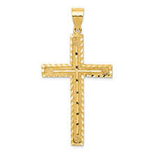 14K Gold Textured Diamond-Cut Men's Cross within Cross Pendant