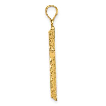 Men's 14K Gold Textured Tube Cross Pendant 2