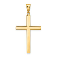 14K Gold Thick Plain Cross Pendant for Men