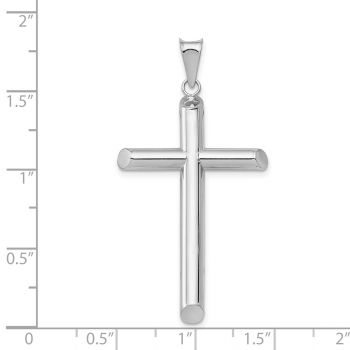 Men's Thick Polished Tube Cross Pendant in 14K White Gold 3