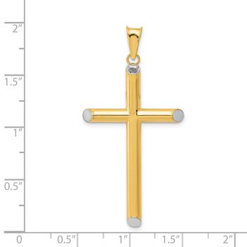 Men's Tube Cross Pendant in 14K Two-Tone Gold 3