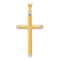 Men's Tube Cross Pendant in 14K Two-Tone Gold