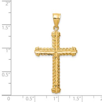 Men's Twisted Diamond-Cut Cross Pendant in 14K Gold 3