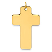 14K Gold Wide Polished Cross Pendant for Men